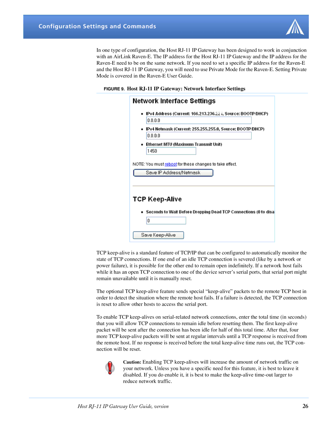 Airlink manual Host RJ-11 IP Gateway Network Interface Settings 