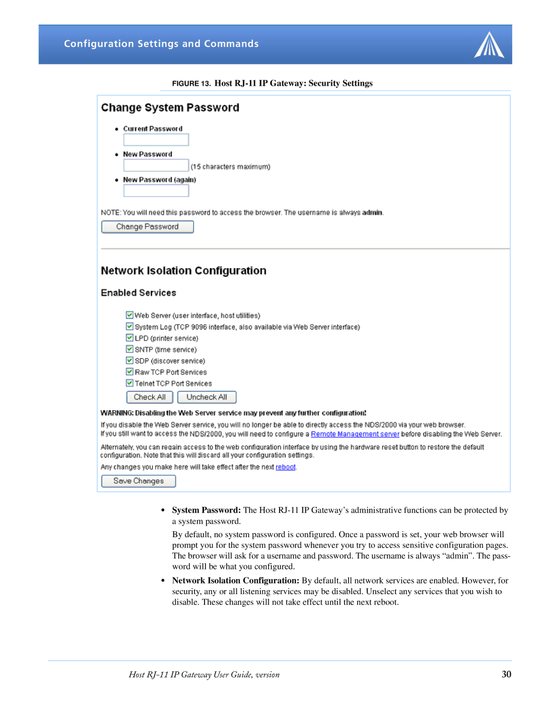 Airlink manual Host RJ-11 IP Gateway Security Settings 