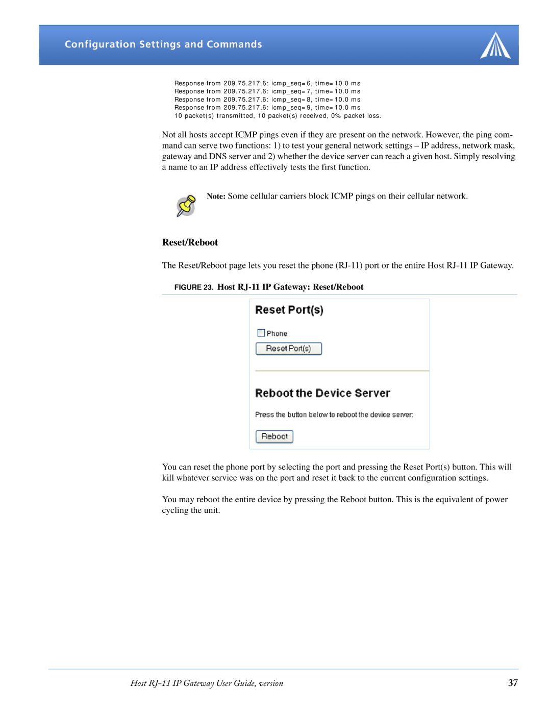 Airlink manual Host RJ-11 IP Gateway Reset/Reboot 