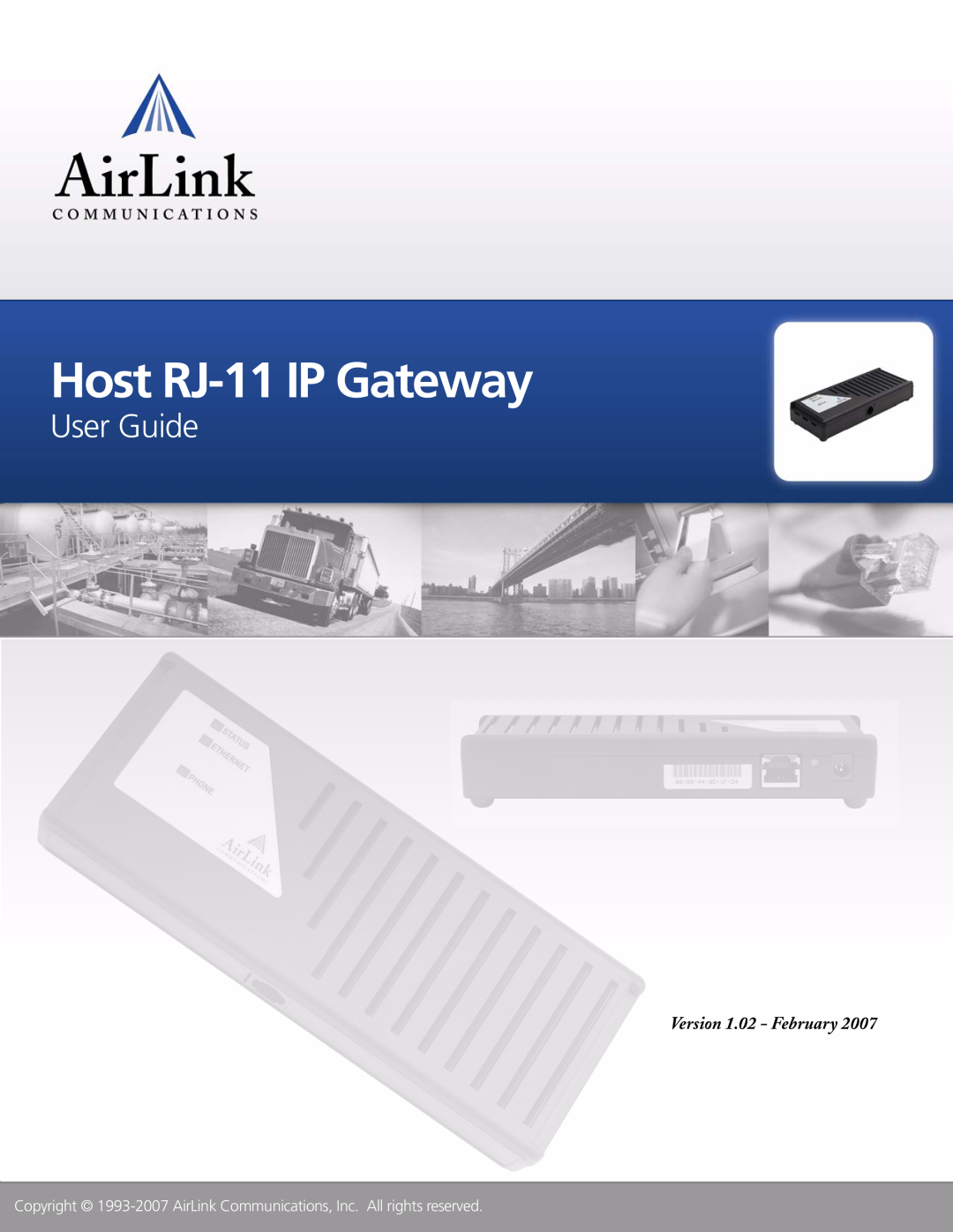 Airlink manual Version 1.02 - February, Host RJ-11 IP Gateway, User Guide 