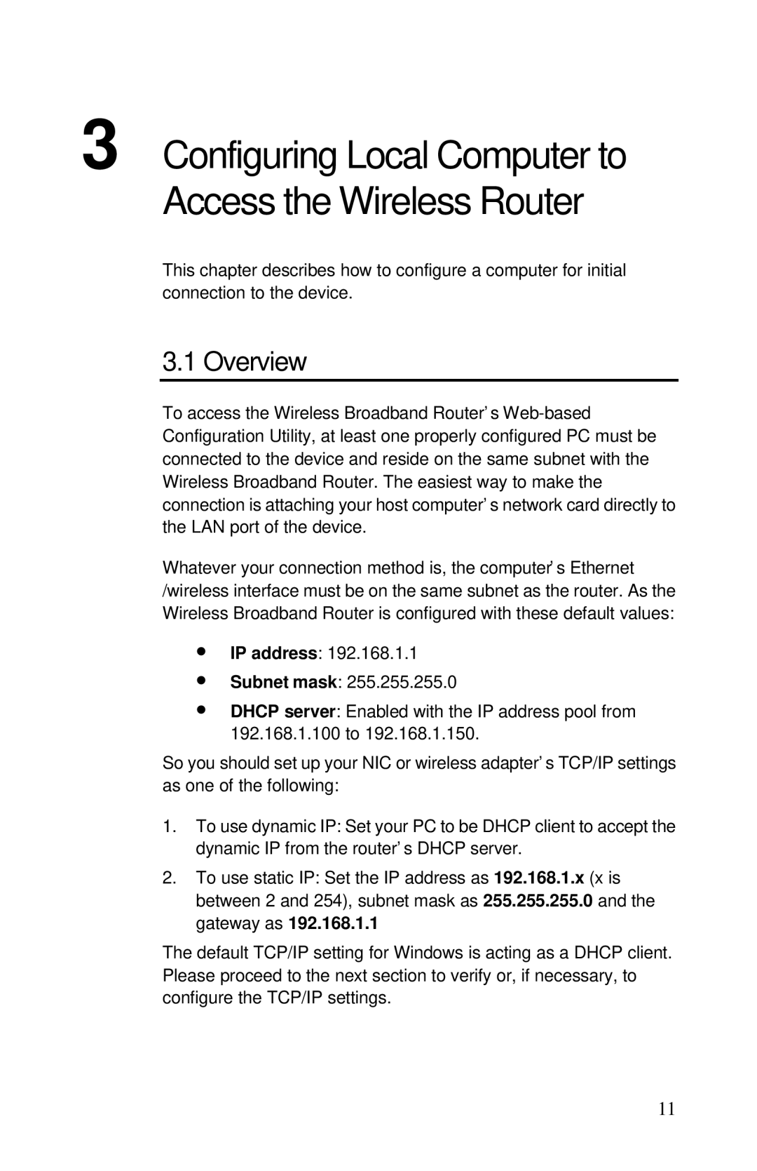 Airlink RT210W user manual Configuring Local Computer to Access the Wireless Router 