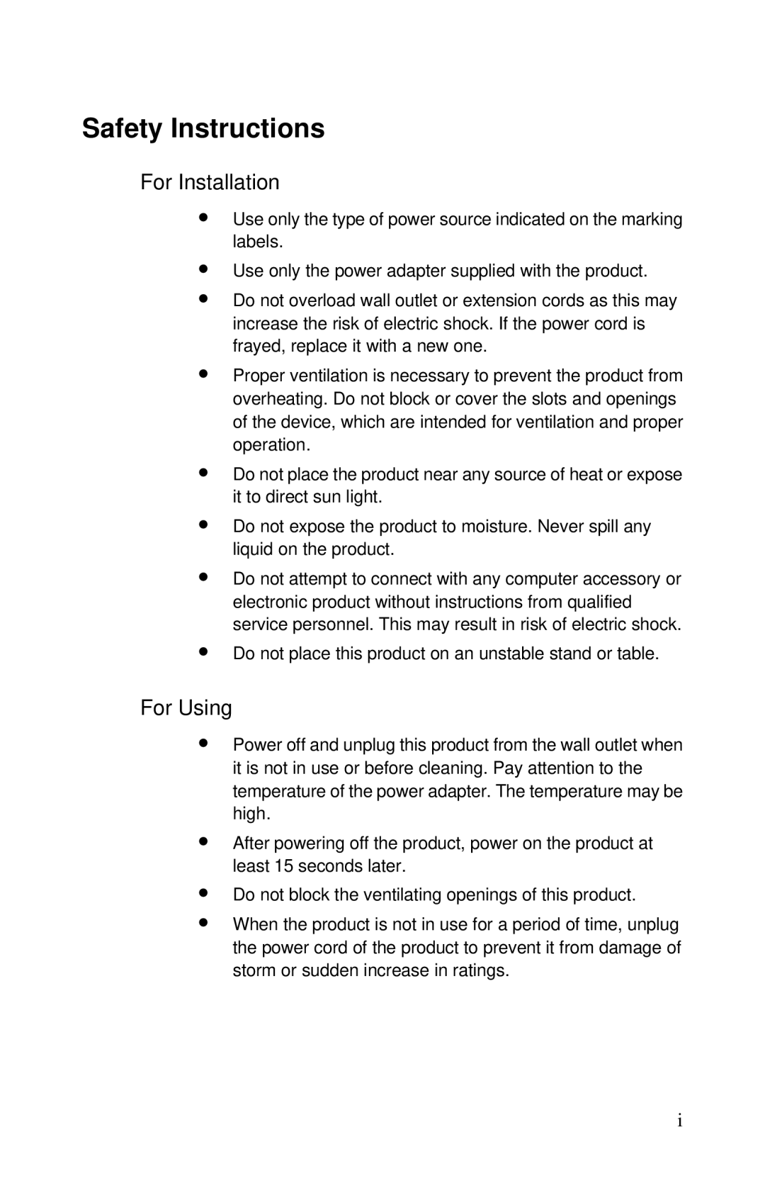 Airlink RT210W user manual Safety Instructions 