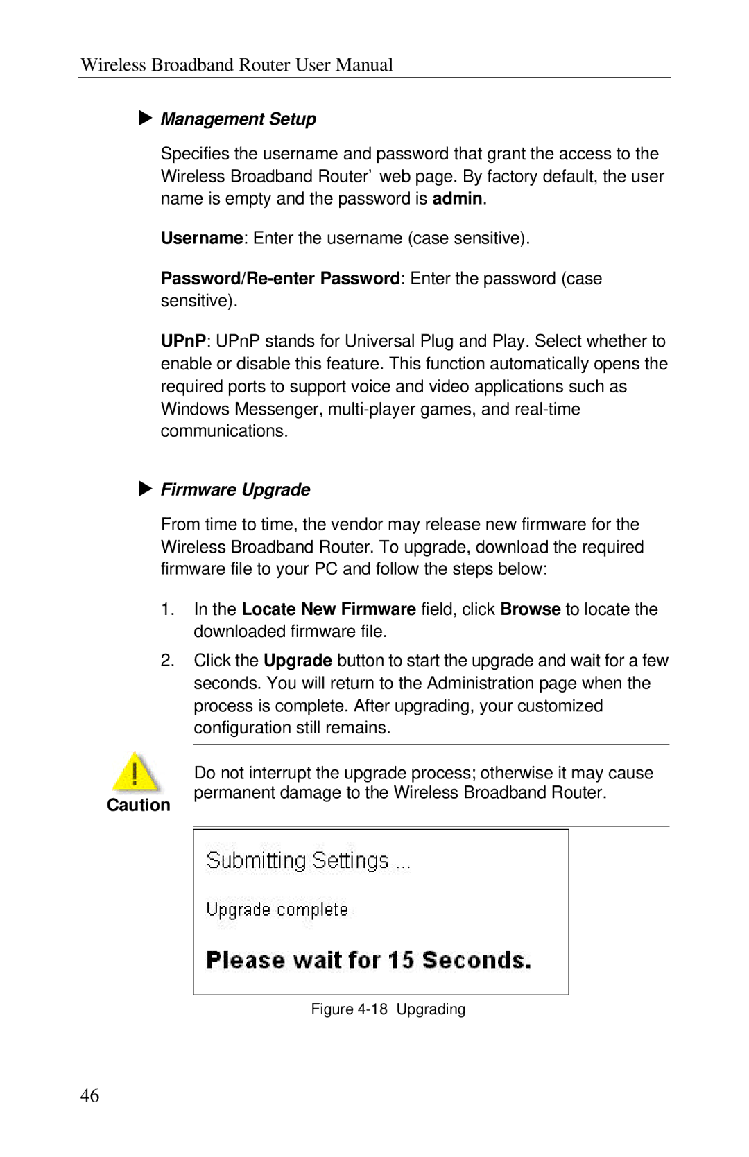 Airlink RT210W user manual Management Setup, Firmware Upgrade 