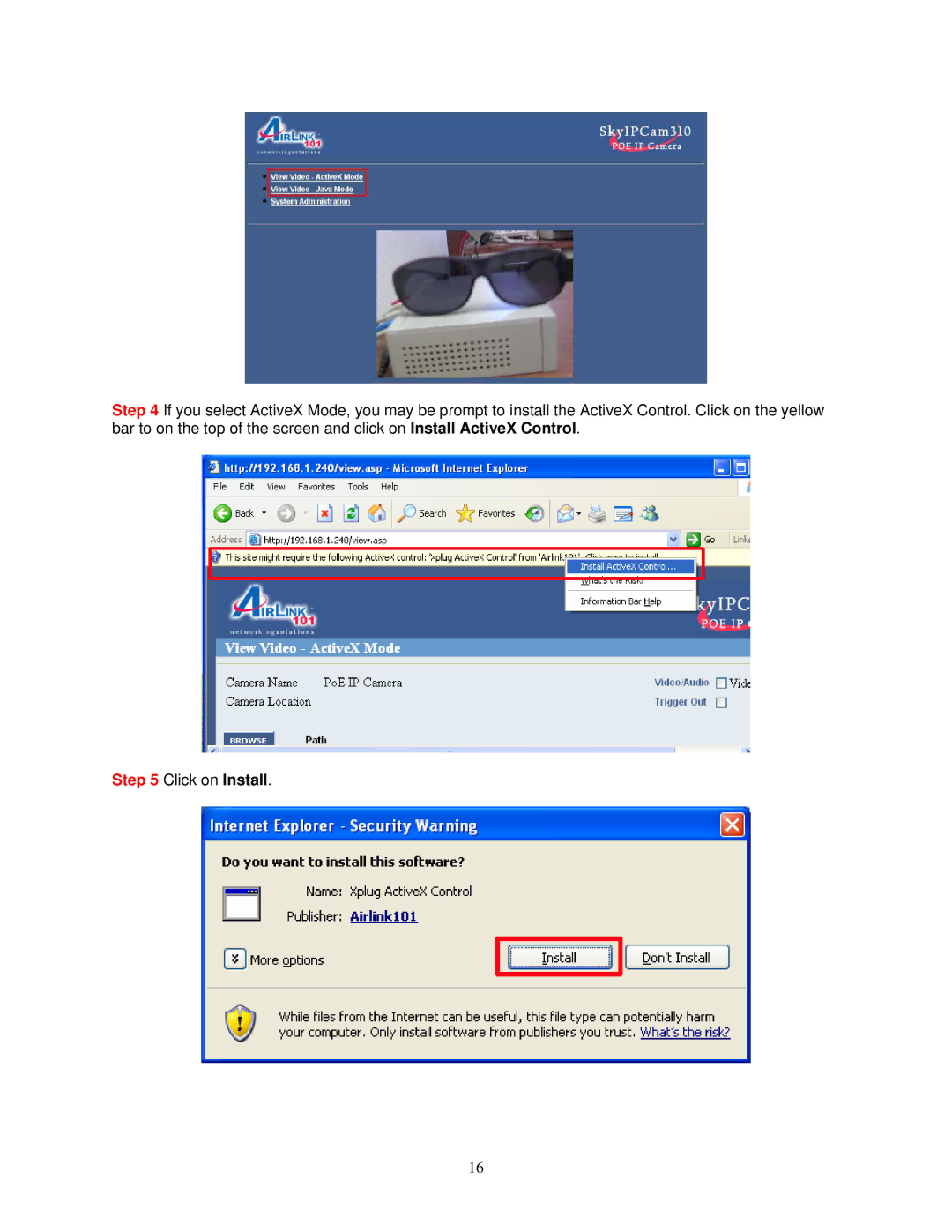 Airlink SkyIPCam310 user manual 