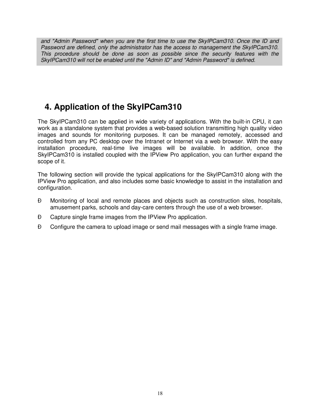 Airlink user manual Application of the SkyIPCam310 