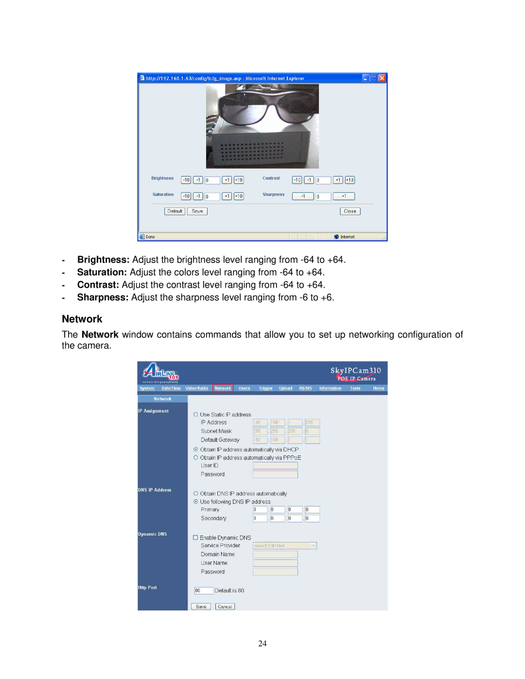 Airlink SkyIPCam310 user manual Network 