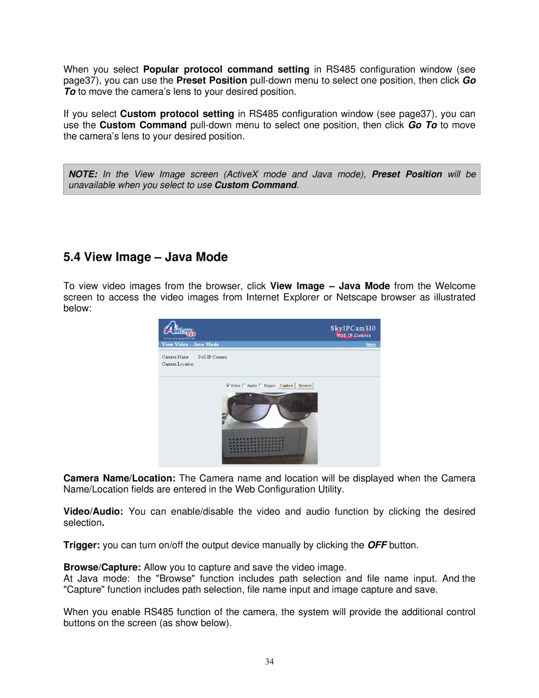 Airlink SkyIPCam310 user manual View Image Java Mode 