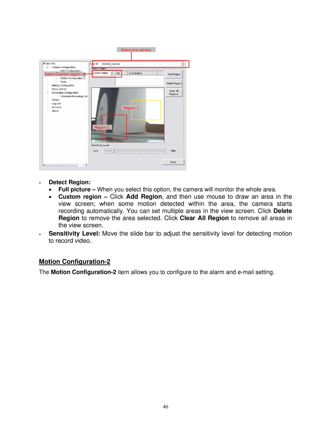 Airlink SkyIPCam310 user manual Motion Configuration-2, Detect Region 