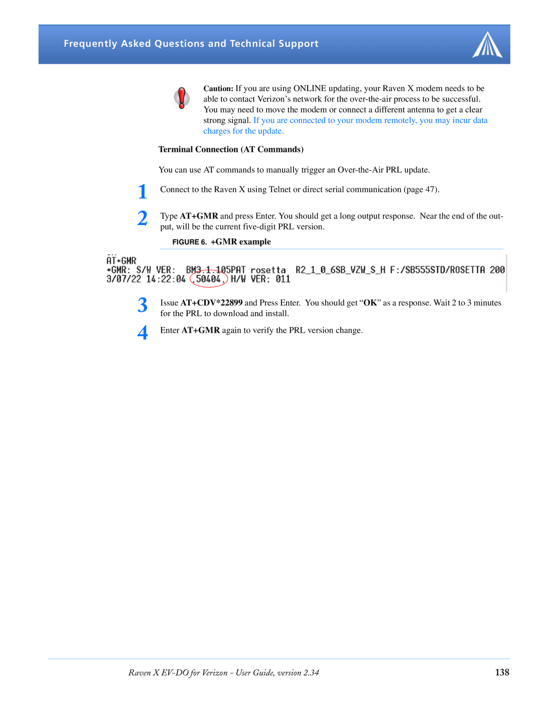 Airlink X EV-DO manual 138, Terminal Connection AT Commands 