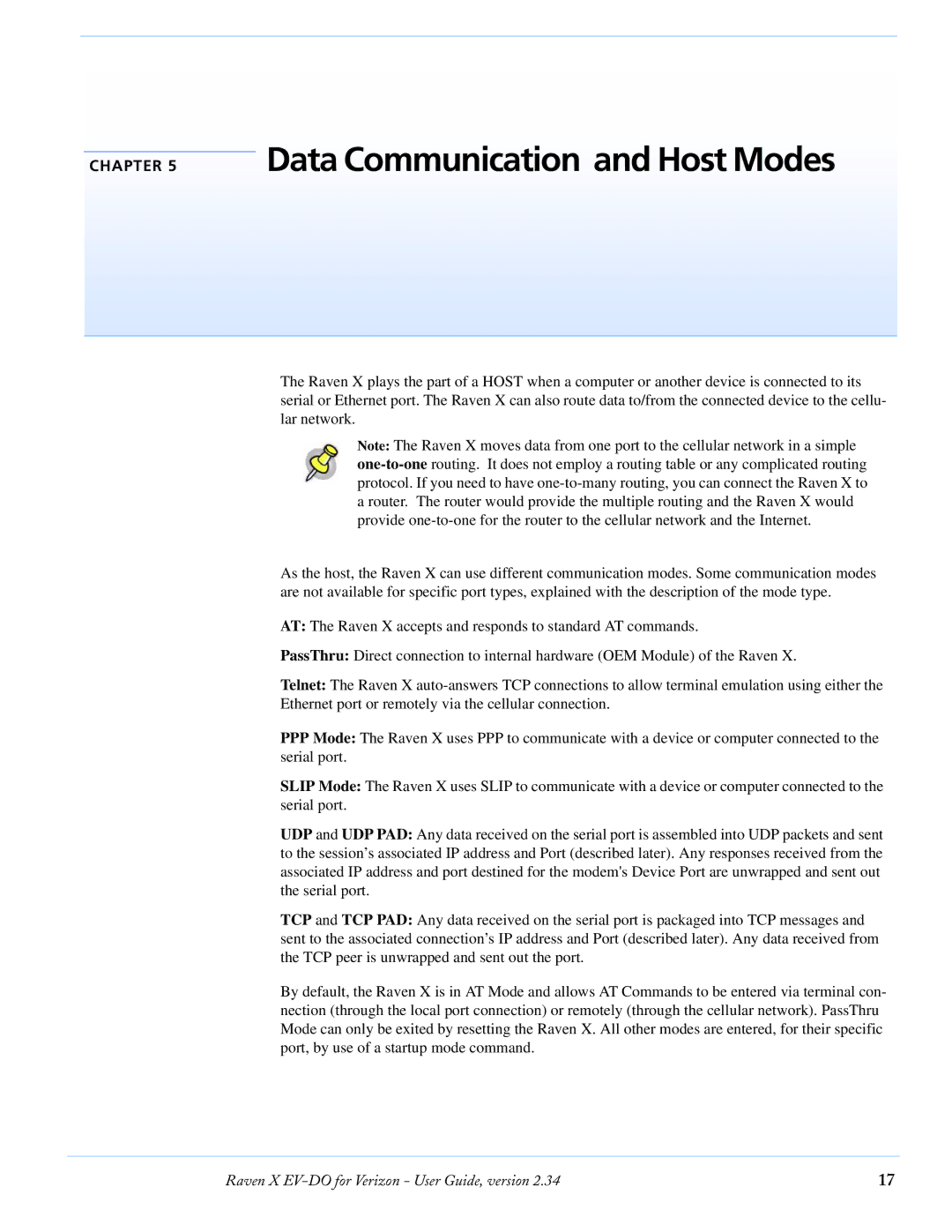 Airlink X EV-DO manual Data Communication and Host Modes 