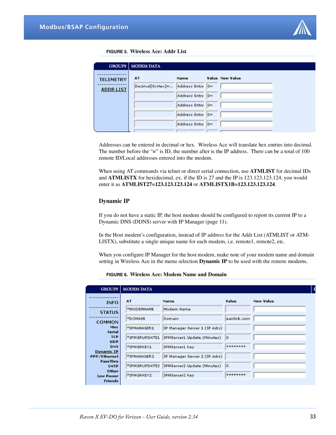 Airlink X EV-DO manual Dynamic IP, Wireless Ace Addr List 