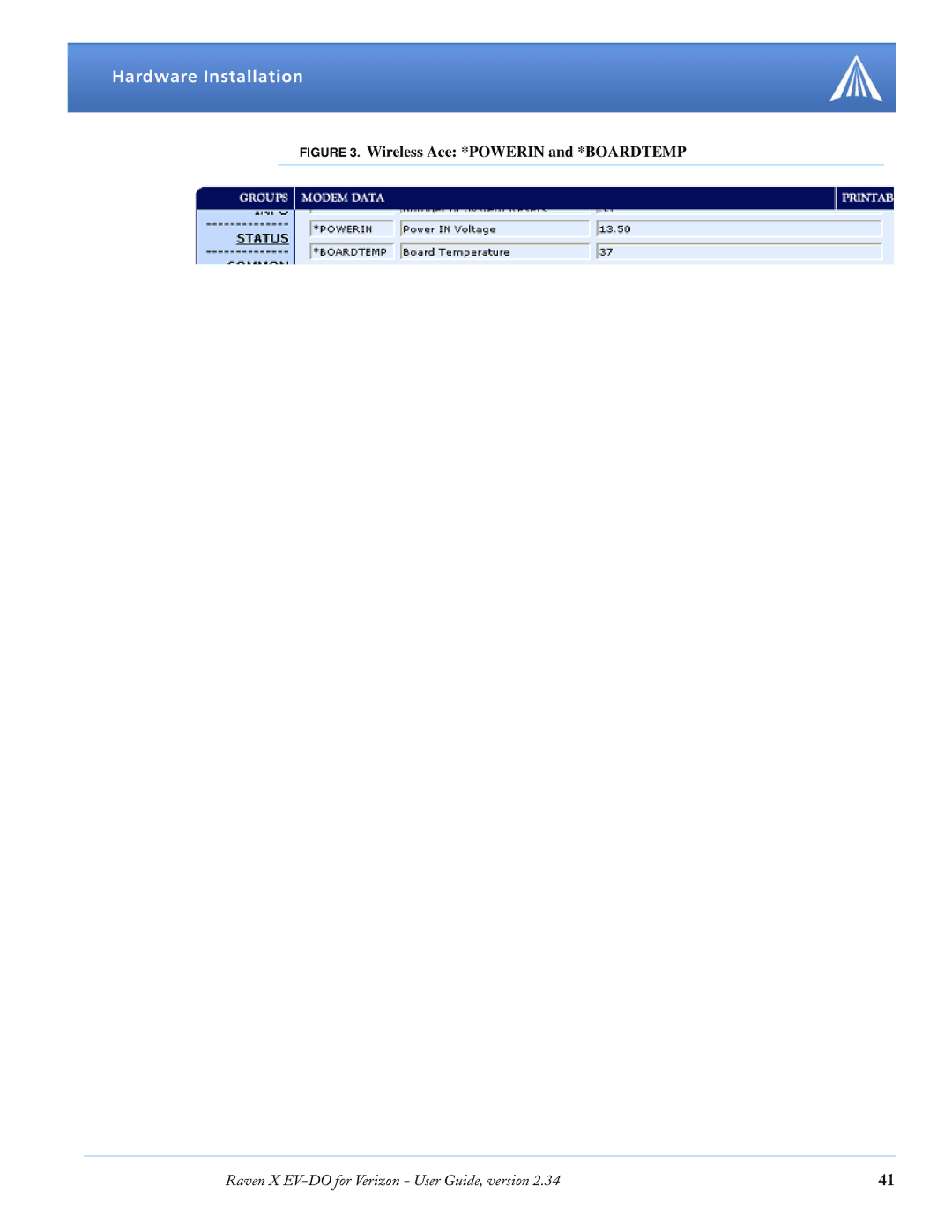 Airlink X EV-DO manual Wireless Ace *POWERIN and *BOARDTEMP 