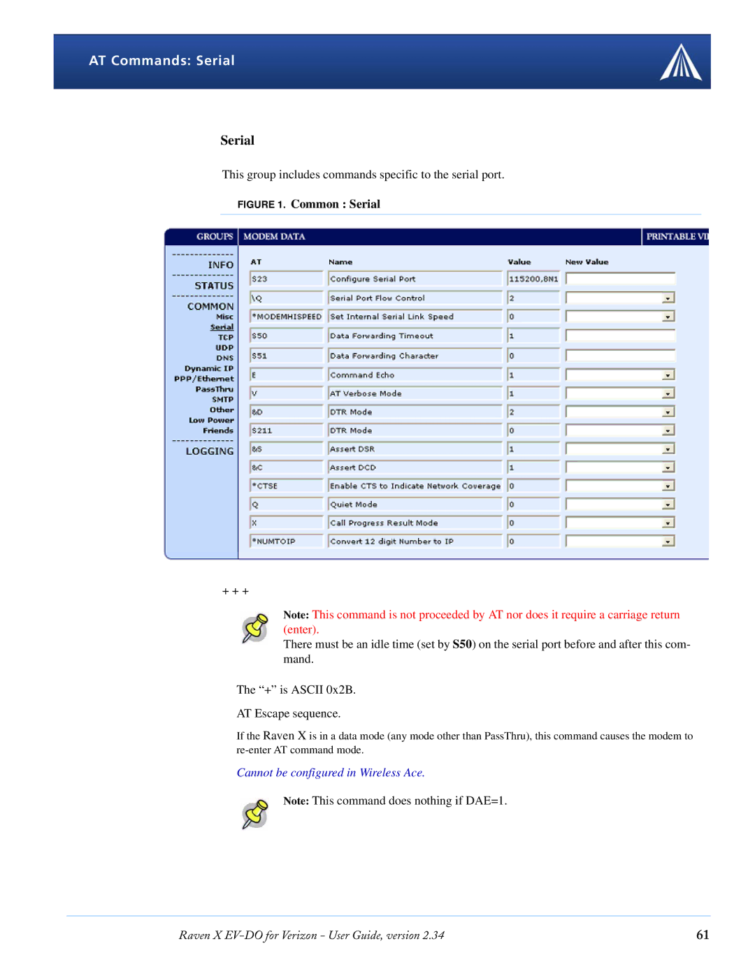 Airlink X EV-DO manual AT Commands Serial, +++ 