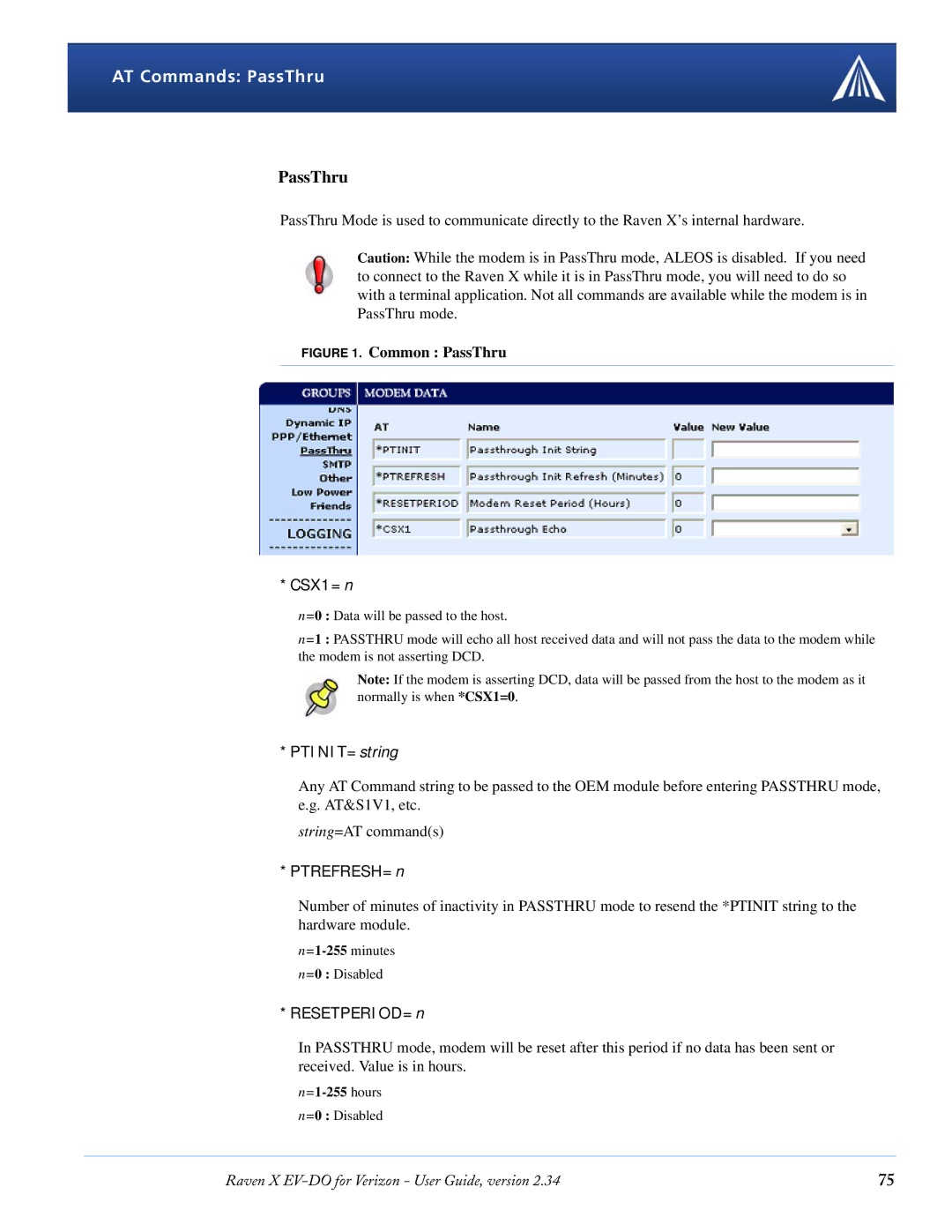 Airlink X EV-DO manual AT Commands PassThru 