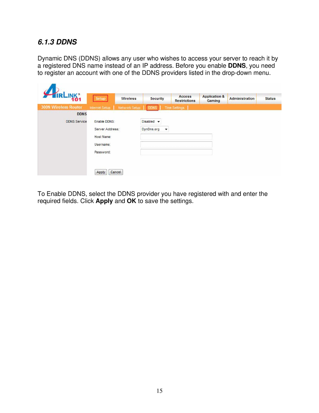 Airlink101 300N user manual Ddns 