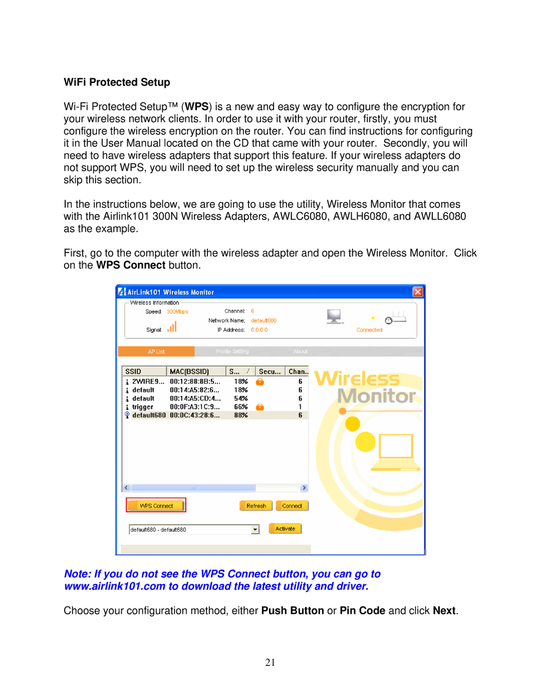 Airlink101 300N user manual WiFi Protected Setup 