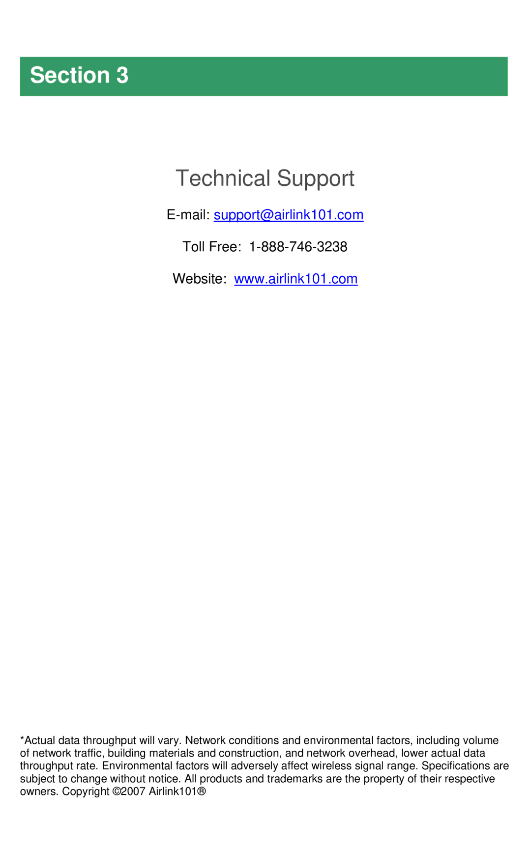 Airlink101 ABT-U200 user manual Technical Support, Mailsupport@airlink101.com 