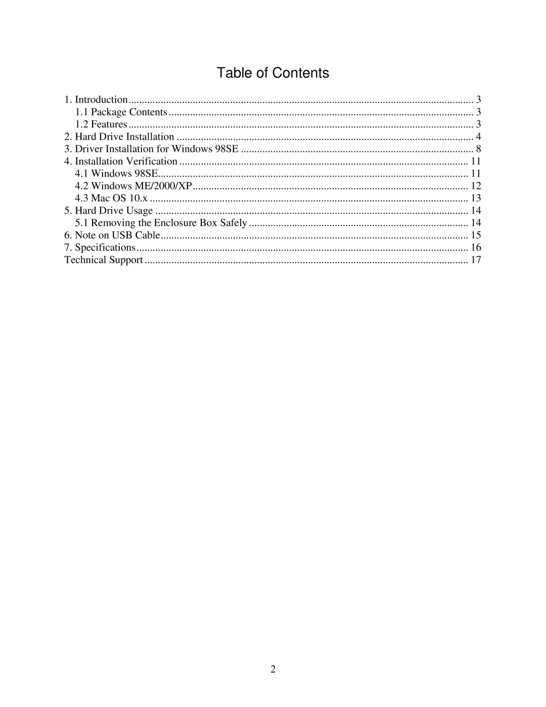 Airlink101 AEN-U25W user manual Table of Contents 