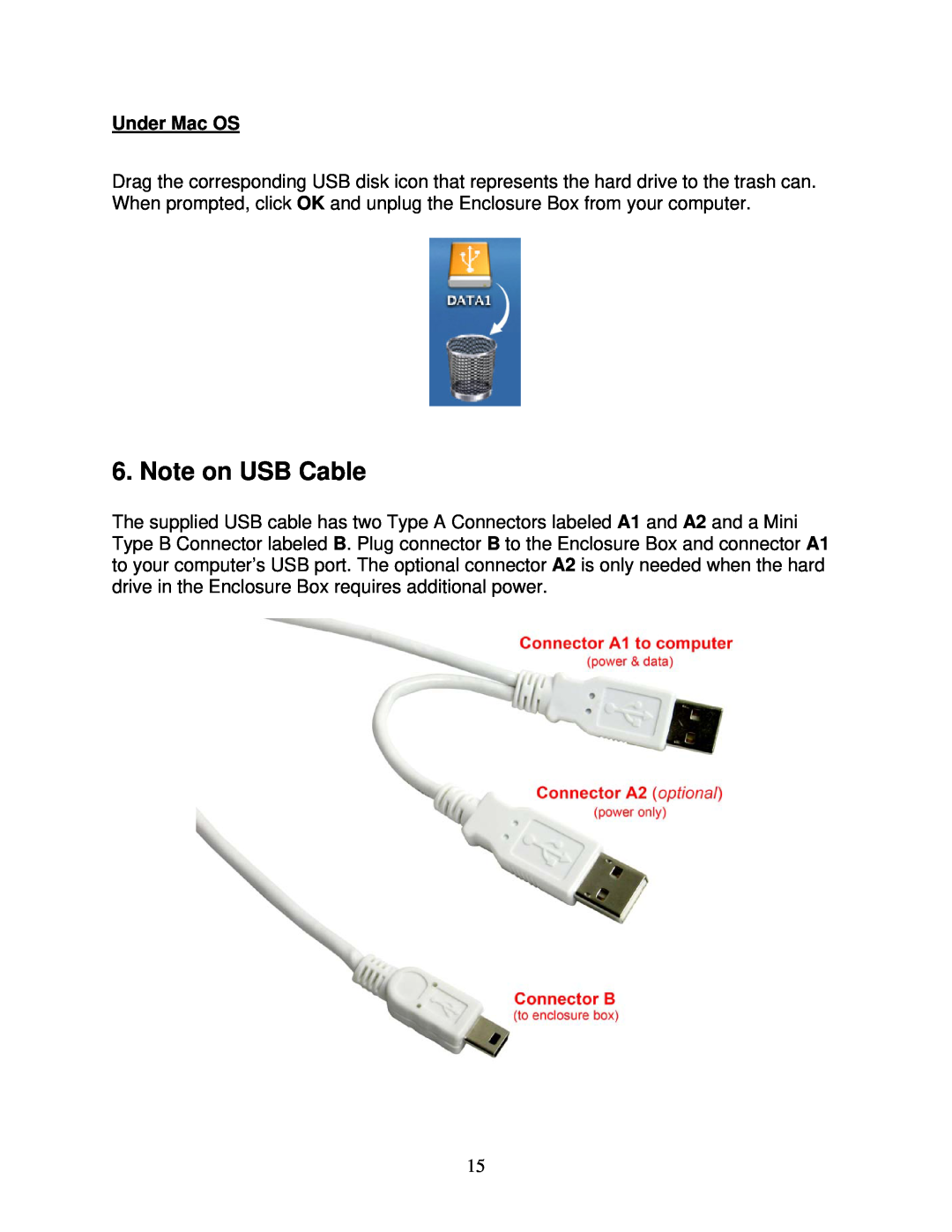 Airlink101 AEN-U25W user manual Note on USB Cable, Under Mac OS 