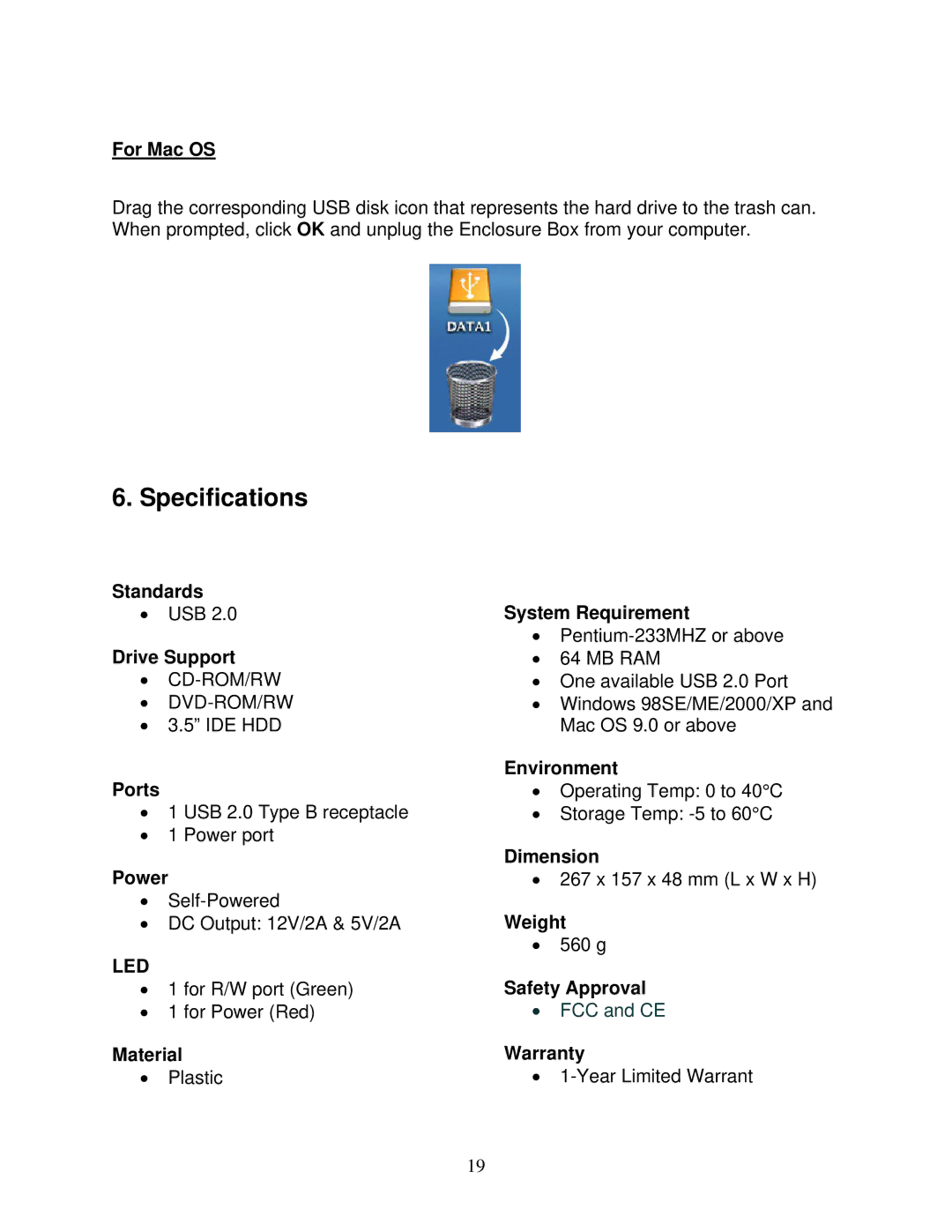 Airlink101 AEN-U55W user manual Specifications, For Mac OS 