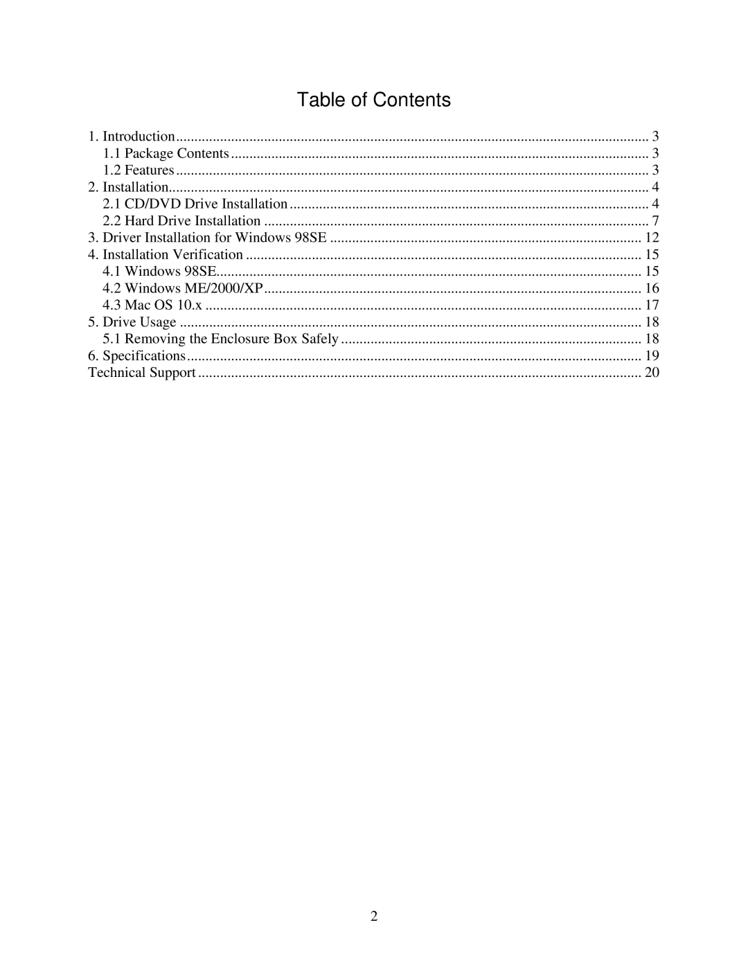 Airlink101 AEN-U55W user manual Table of Contents 