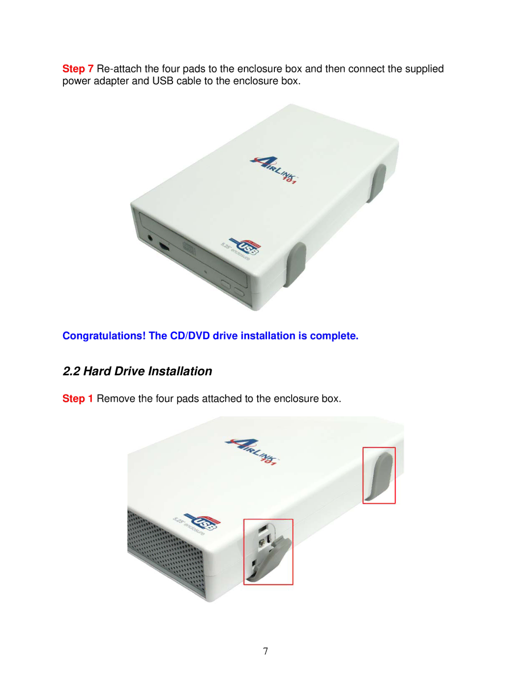 Airlink101 AEN-U55W user manual Hard Drive Installation 