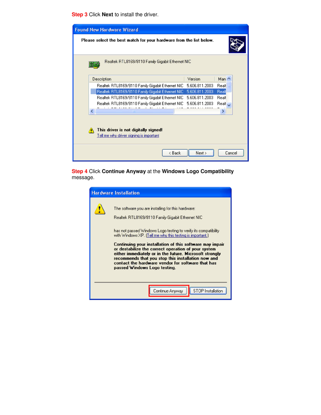 Airlink101 AGIGA32PCI manual Click Next to install the driver 