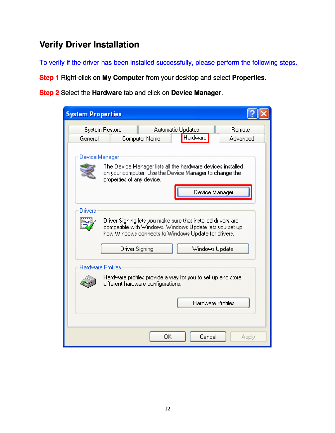 Airlink101 AGIGAUSB user manual Verify Driver Installation 