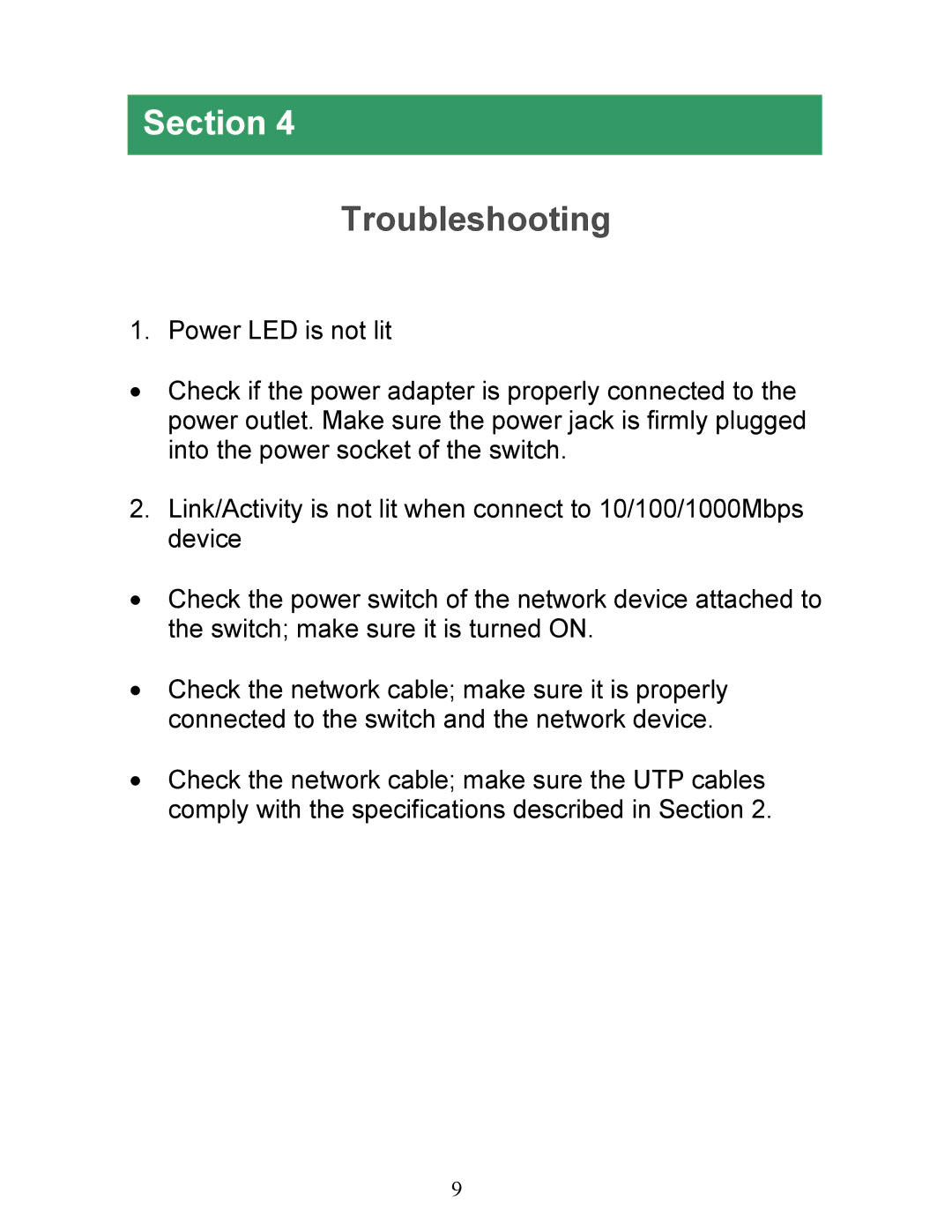 Airlink101 AGSW1600 manual Troubleshooting 