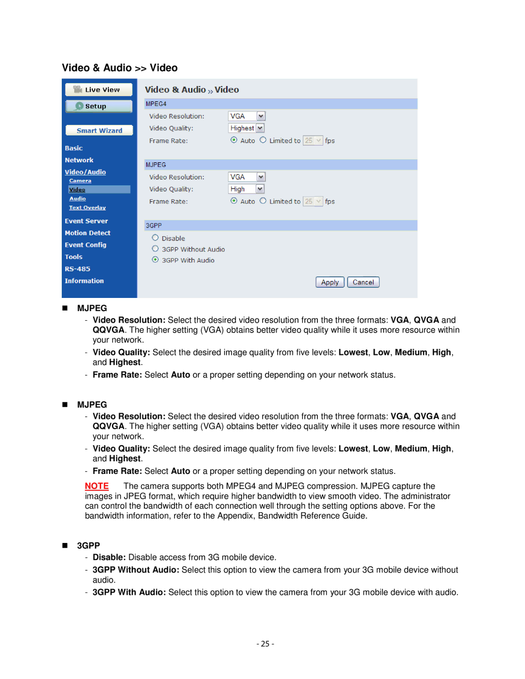 Airlink101 AIC1620POE user manual Video & Audio Video, 3GPP 