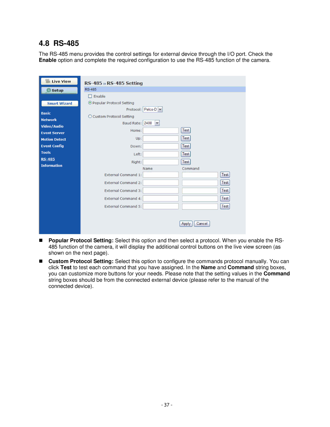 Airlink101 AIC1620POE user manual RS-485 