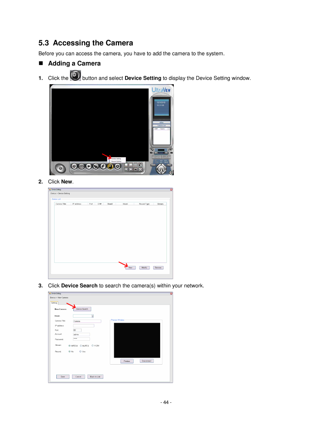 Airlink101 AIC1620POE user manual Accessing the Camera, Adding a Camera 