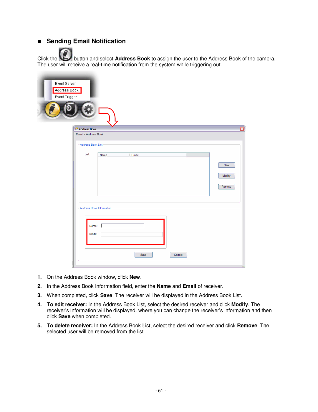 Airlink101 AIC1620POE user manual Sending Email Notification 