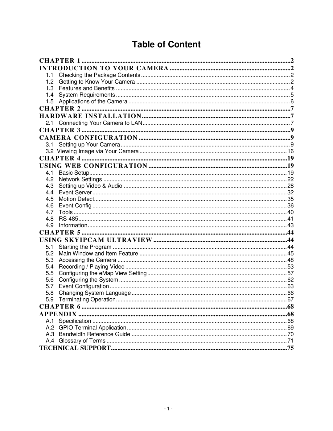 Airlink101 AIC1620W user manual Table of Content 