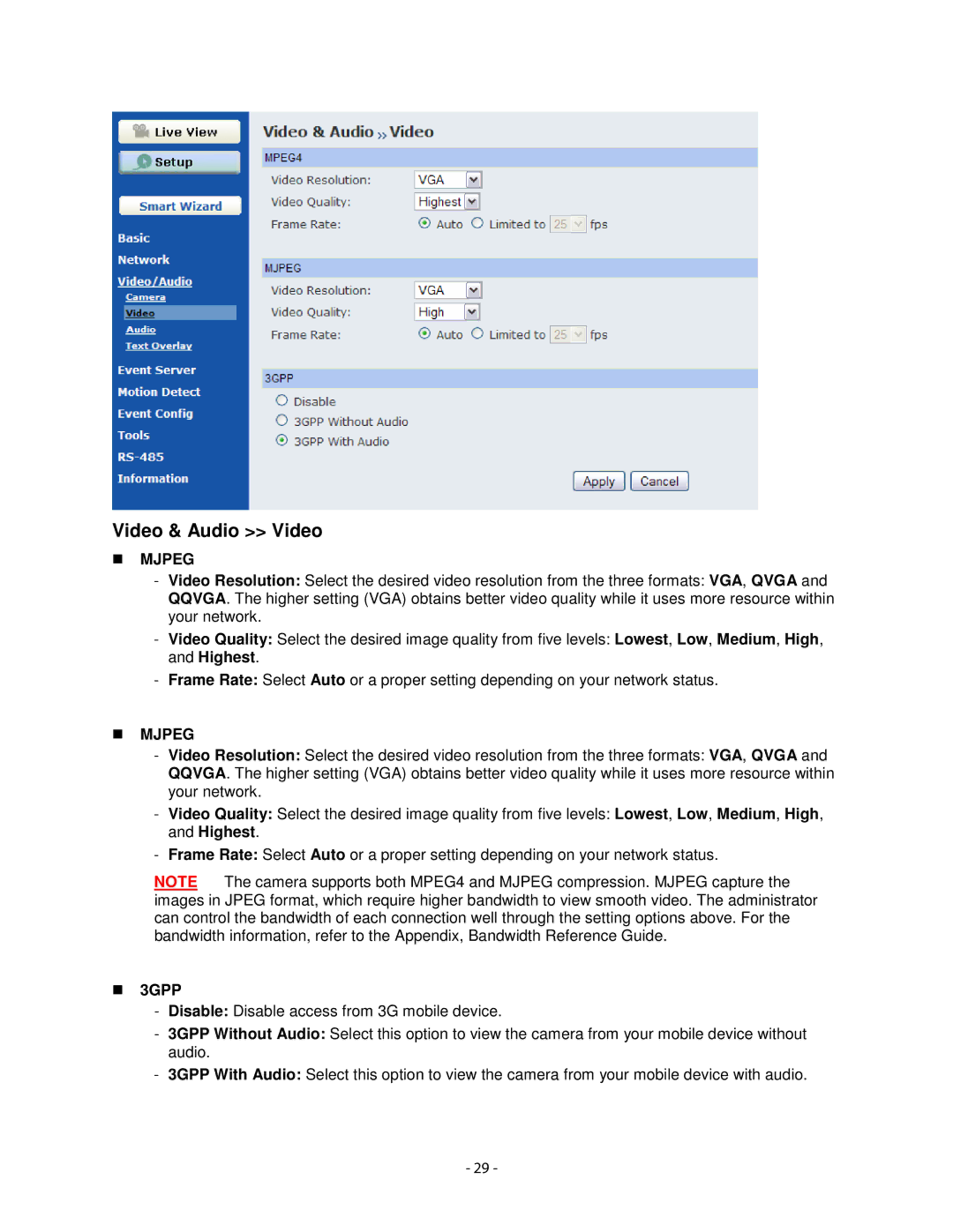 Airlink101 AIC1620W user manual Video & Audio Video, 3GPP 