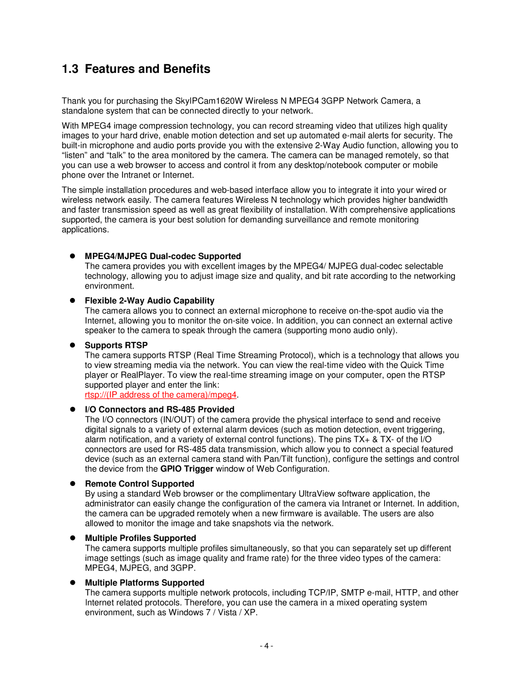 Airlink101 AIC1620W user manual Features and Benefits 