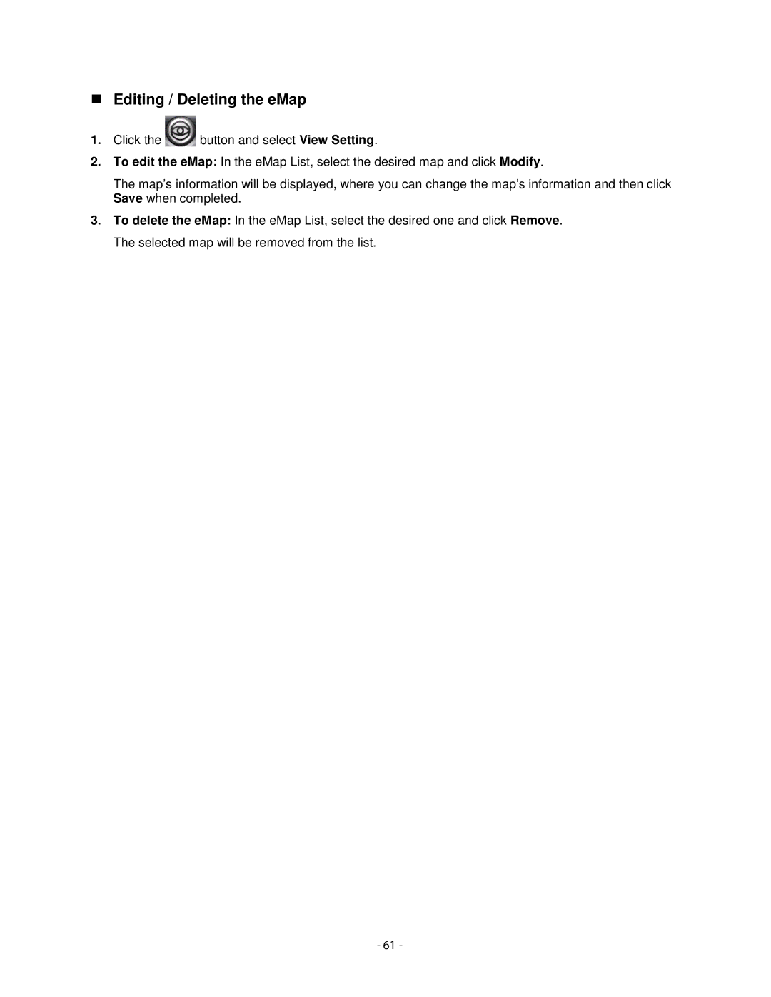 Airlink101 AIC1620W user manual Editing / Deleting the eMap 