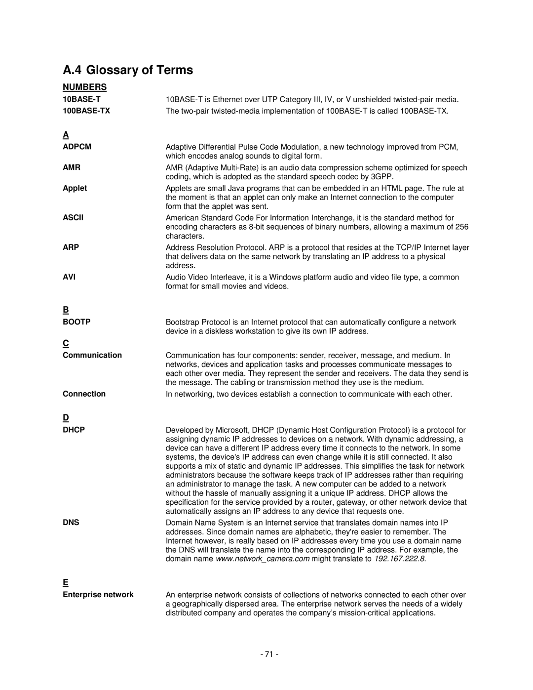 Airlink101 AIC1620W user manual Glossary of Terms, Numbers 