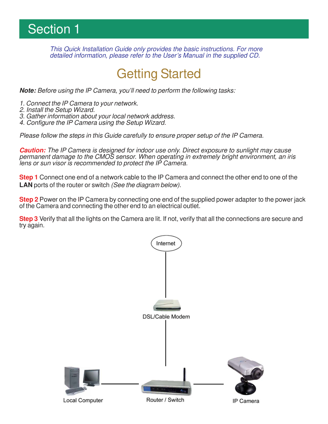 Airlink101 AIC250 manual Section, Getting Started 