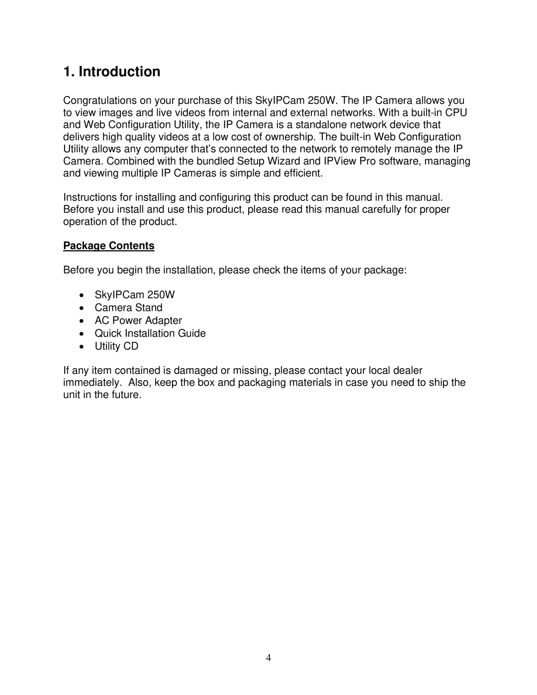 Airlink101 AIC250W user manual Introduction, Package Contents 