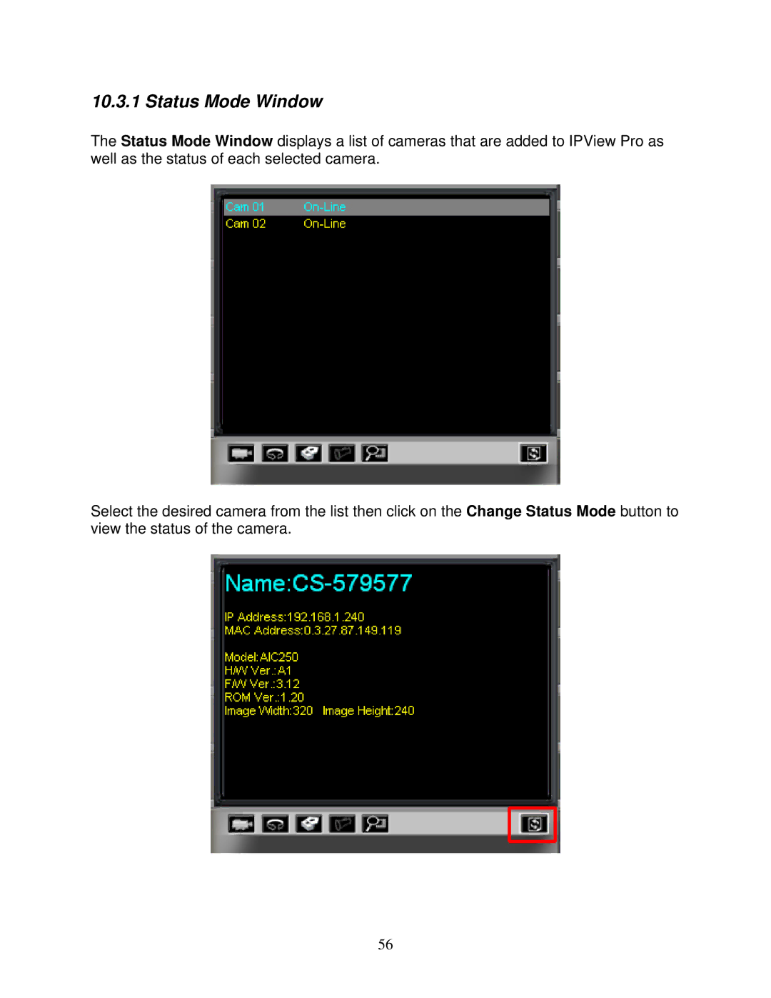 Airlink101 AIC250W user manual Status Mode Window 