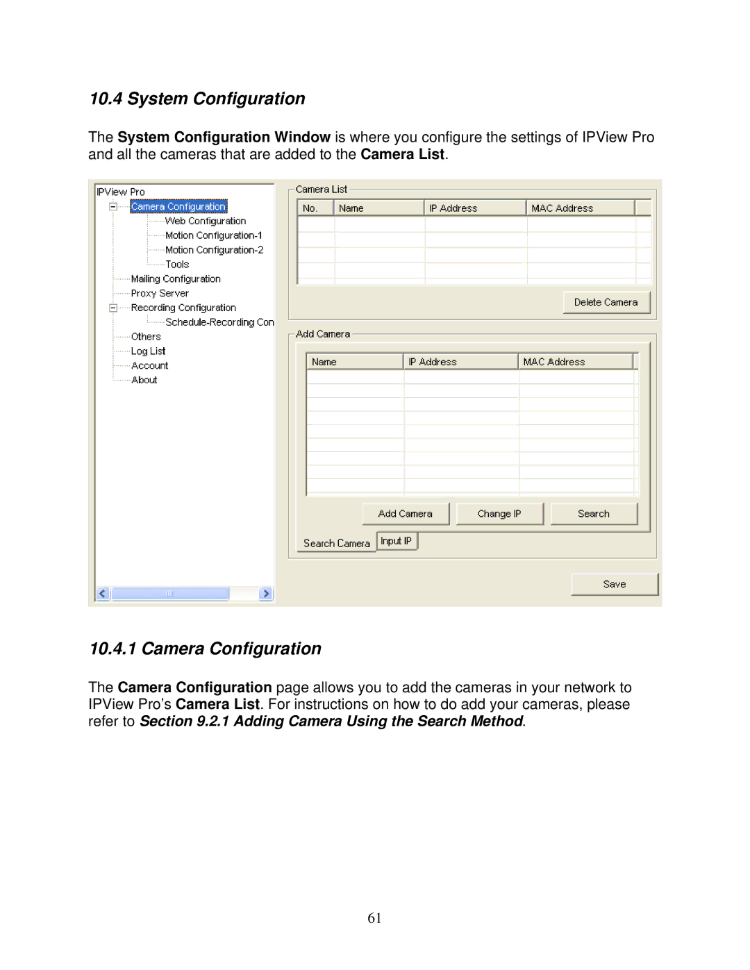 Airlink101 AIC250W user manual System Configuration, Camera Configuration 