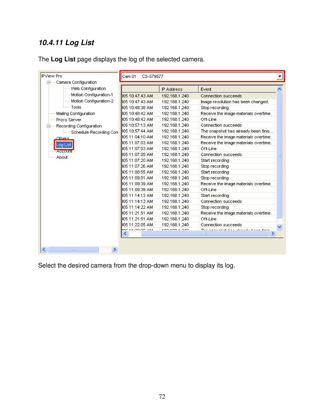 Airlink101 AIC250W user manual Log List 