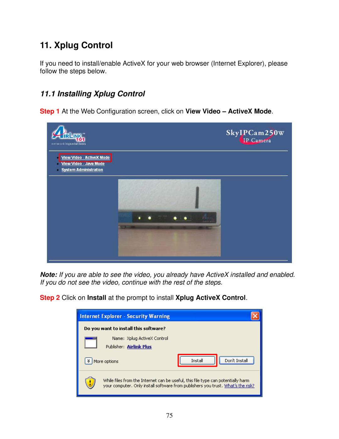 Airlink101 AIC250W user manual Installing Xplug Control 