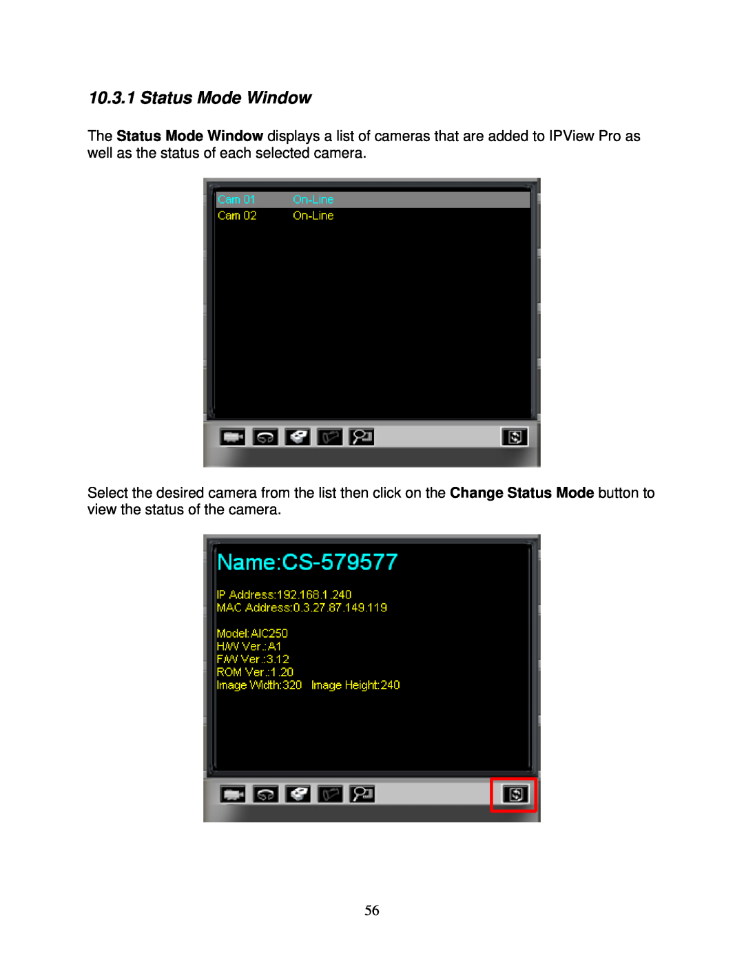 Airlink101 AIC250W user manual Status Mode Window 