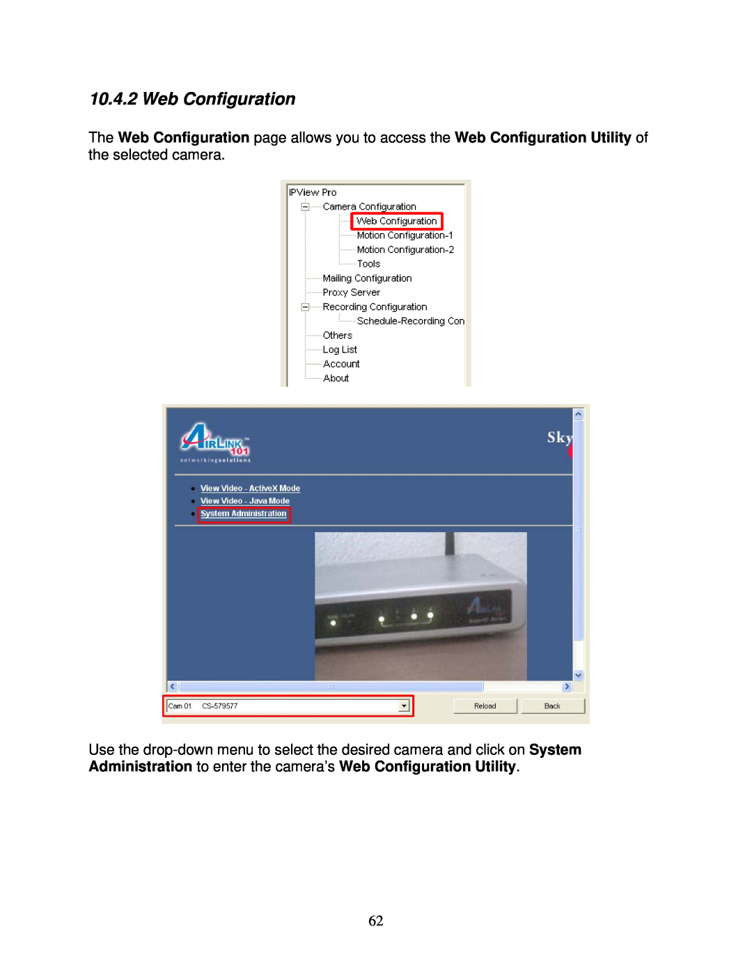 Airlink101 AIC250W user manual Web Configuration 