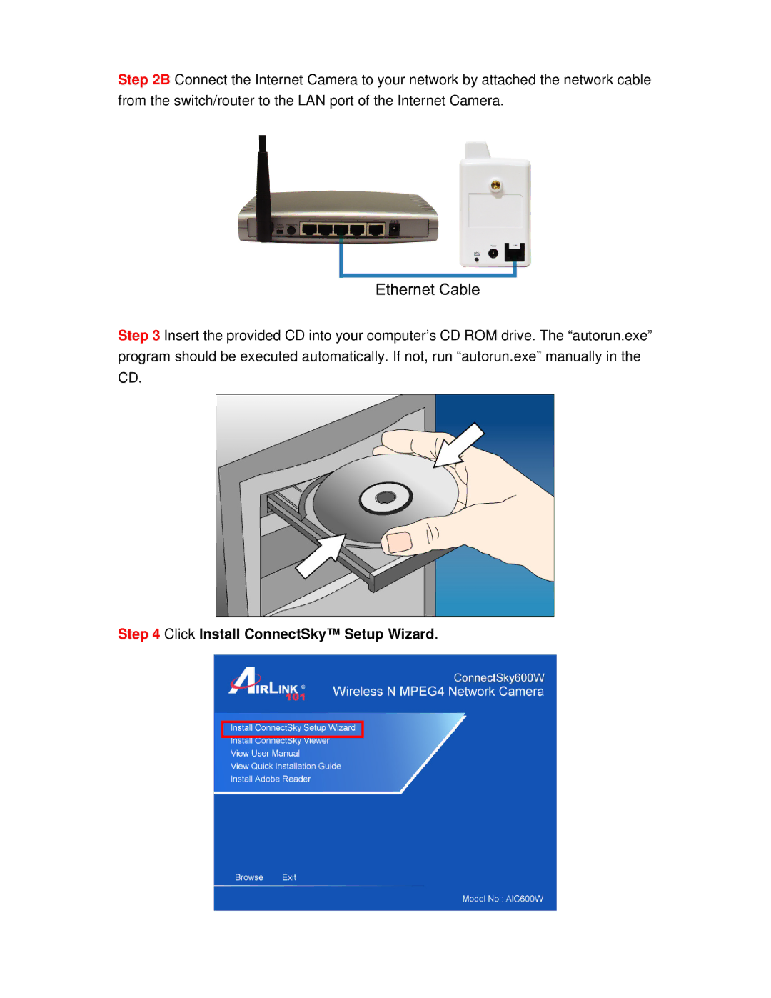 Airlink101 AIC600W user manual Click Install ConnectSky Setup Wizard 