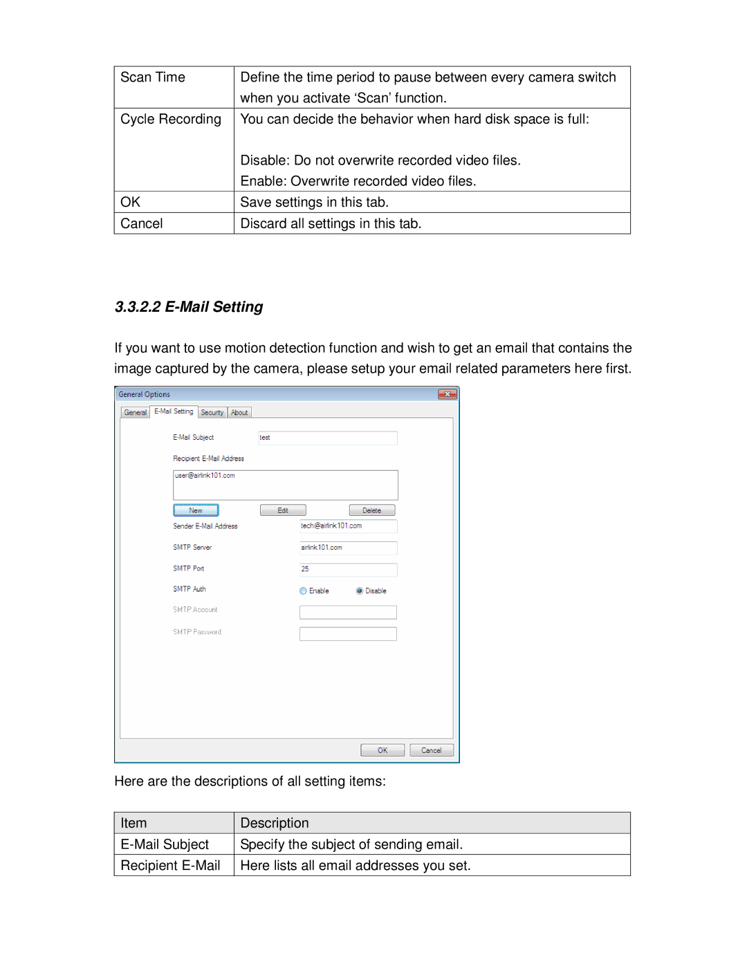 Airlink101 AIC600W user manual Mail Setting 