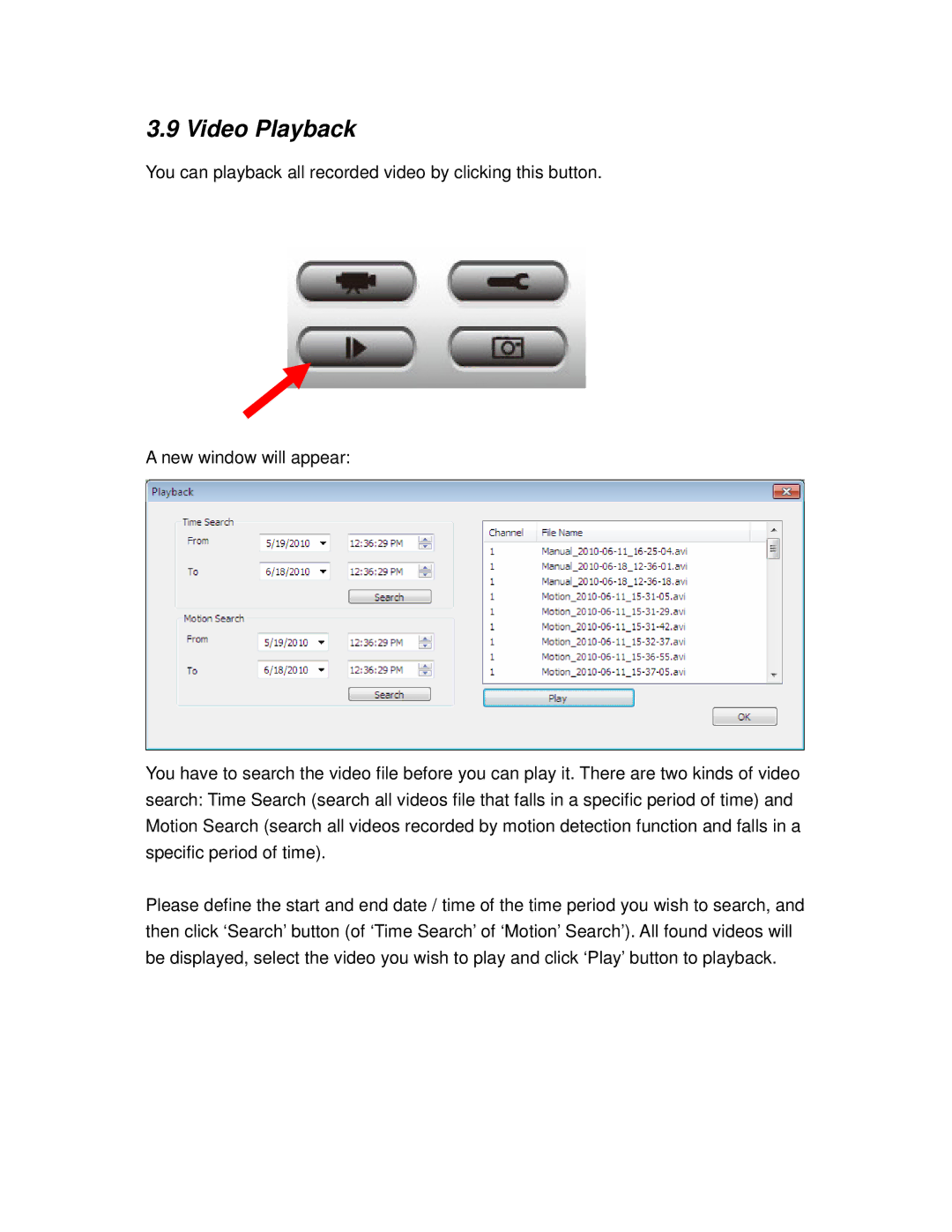 Airlink101 AIC600W user manual Video Playback 