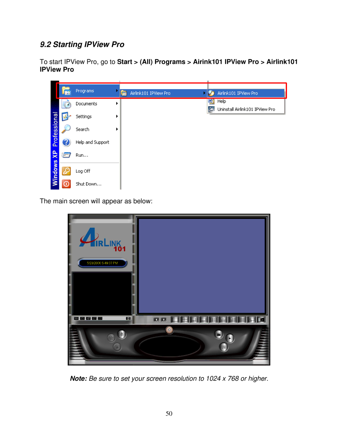 Airlink101 AICAP650 user manual Starting IPView Pro 